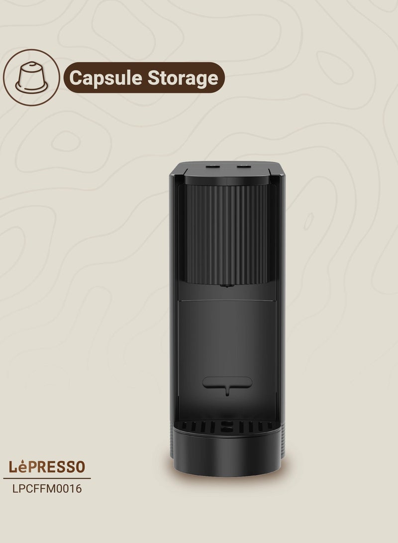 ليبرسو ماكينة صنع كبسولات القهوة الأوتوماتيكية / متوافقة مع نسبرسو / ماكينة صنع القهوة سريعة التسخين / تخزين الكبسولات / مضخة 20 بار / تحضير القهوة بدقة - أسود - Image 4